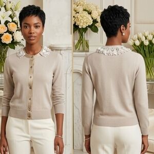 Marc Jacobs💝20%Cashmere/80%Wool Rhinestone/Jeweled-Collar Cardi-Flawed Sz S